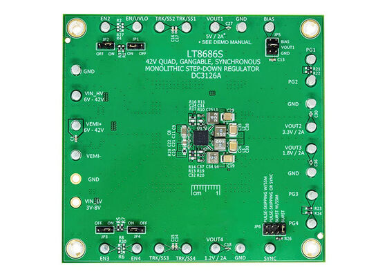 DC3126A Soluciones embebidas Tabla de evaluación de reguladores monolíticos sincronizados de 42 V