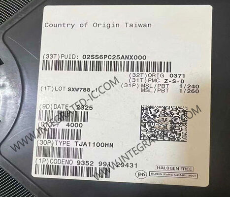 TJA1100HN IC Ethernet automotriz 100BASE-T1 Compatible con AEC-Q100 Grado 1 Transceptor PHY calificado con voltaje de alimentación de 3.1V ~ 3.5V