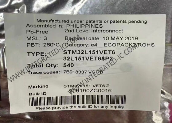 STM32L151VET6 Microcontrolador MCU de energía ultra baja ARM Cortex-M3 de 32 bits 512 kB Memoria flash MCU de 32 MHz
