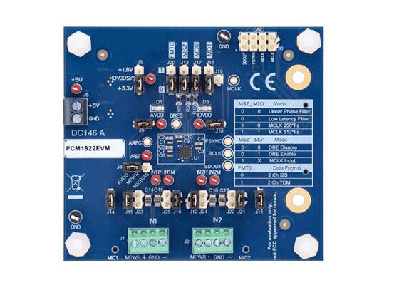 Módulo de evaluación de soluciones integradas PCM1822EVM para el convertidor de ADC de audio controlado por hardware PCM1822