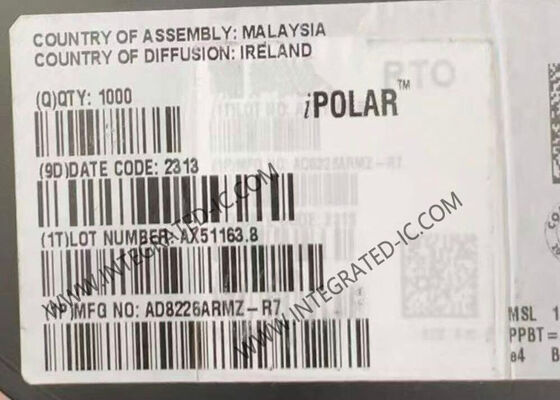 AD8226ARMZ Chip IC de amplificador de instrumentación con salida Rail-to-Rail de amplio rango de suministro y ancho de banda de 1,5 MHz