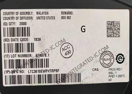 Chip de Circuito Integrado LTC3610EWP, Corriente de Salida de 12A, Rango de Entrada de 4V a 24V, Convertidor CC/CC Síncrono Monolítico Reductor