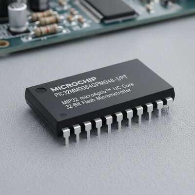 PIC32MM0064GPM048-I/PT Microcontrolador flash de 32 bits con núcleo MIPS32 microAptivTM, velocidad de 25 MHz y 38 E/S