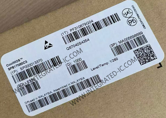 Transistor MOSFET de potencia SPB17N80C3 con voltaje de fuente de drenaje de 800 V, corriente de drenaje continua de 17 A y tecnología CoolMOS™