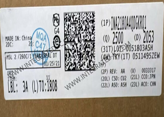 INA2180A4QDGKRQ1 26V 350kHz Amplificador de sentido de corriente de doble canal de grado automotriz Chip de circuito integrado