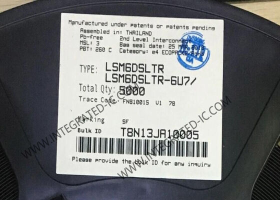 Sensor IC LSM6DSLTR 6-Axis IMU con resolución de 16 bits, corriente de suministro operativo de 650 uA e interfaz I2C, SPI