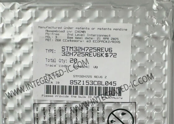 El microprocesador STM32H725REV6 STM32H725 32 del circuito integrado mordió el microprocesador de la base MCU del RISC
