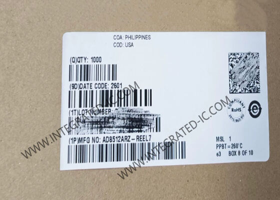 AD8512ARZ Integrated Circuit Chip Wide Bandwidth JFET Dual Operational Amplifier with Low Input Bias Current and High Slew Rate SOIC-8