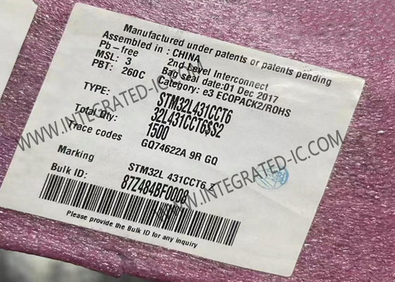 Microcontrolador IC del BRAZO Cortex-M4 48-LQFP del microcontrolador MCU STM32L431CCT6