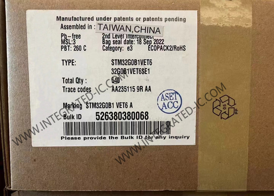 Microcontroladores 64MHz de la corriente principal de IC STM32G0B1VET6 32-LQFP de los microcontroladores del BRAZO