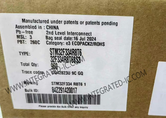 STM32F334R8T6 Microcontrolador MCU de 32 bits de un solo núcleo 72MHz 64KB Flash STM32F3 MCU 64-LQFP