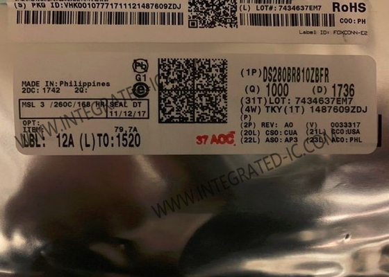 Chip de circuito integrado DS280BR810ZBFR Redirector lineal de 8 canales 28Gbps Repetidor lineal