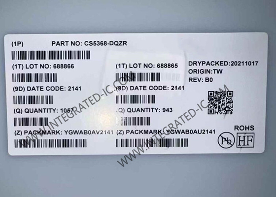 CS5368-DQZR Chip de circuito integrado 114dB 192kHz Conversor A/D de 8 canales LQFP-48