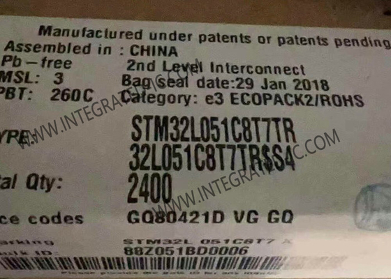 Microcontrolador MCU STM32L051C8T7 CPU de 32 MHz con un solo núcleo y brazo integrado Cortex-M0
