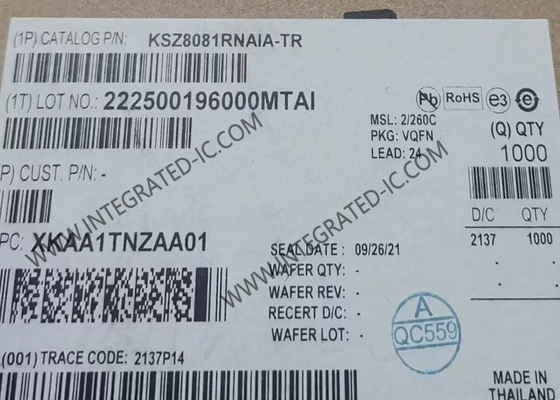 KSZ8081RNAIA Ethernet IC 10/100 Base-T/TX Transceptor de capa física con soporte para RMII