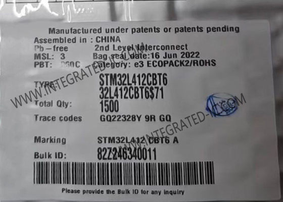 128KB microprocesador de destello LQFP48 del microcontrolador del microcontrolador MCU STM32L412CBT6 80MHz