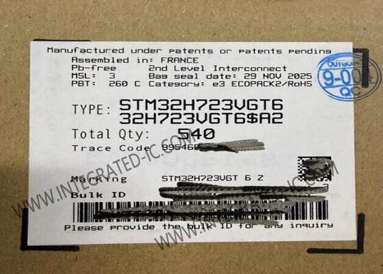 STM32H723VGT6 Microcontrolador ARM Cortex-M7 MCU 550MHz 1MB FLASH 80 GPIO LQFP-100 IC