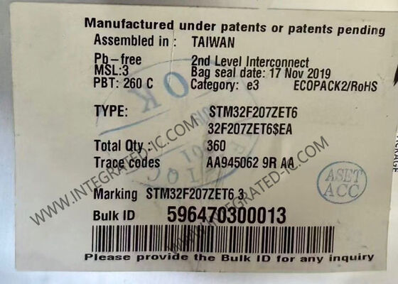 Microcontrolador ARM de 32 bits STM32F207ZET6 con velocidad de 120 MHz en encapsulado LQFP de 144 pines